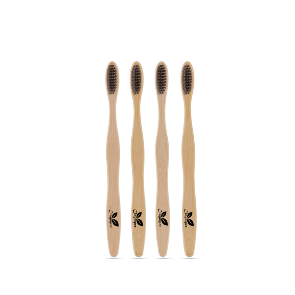 Claymper Bamboo Toothbrush With Charcoal Activated Soft Bristles - Pack Of 4