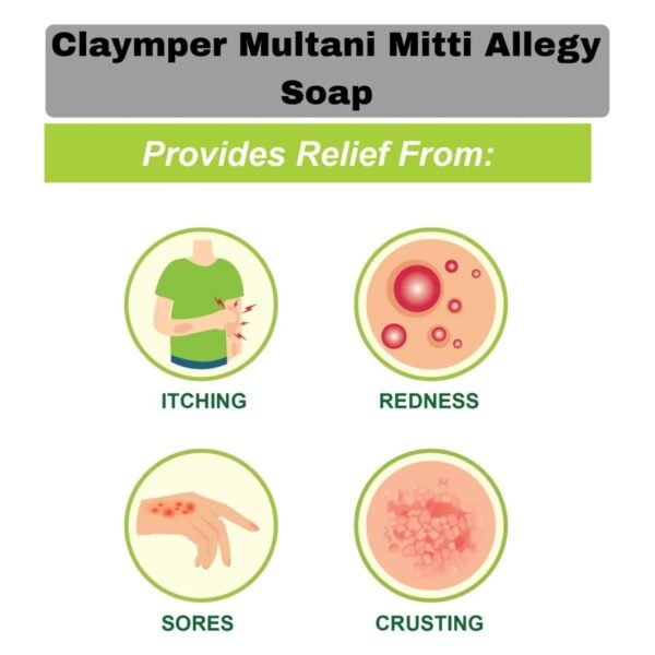 Claymper,s Medicated Multani Mitti Skin Allergy Soap - Pack of 4 - Image 3