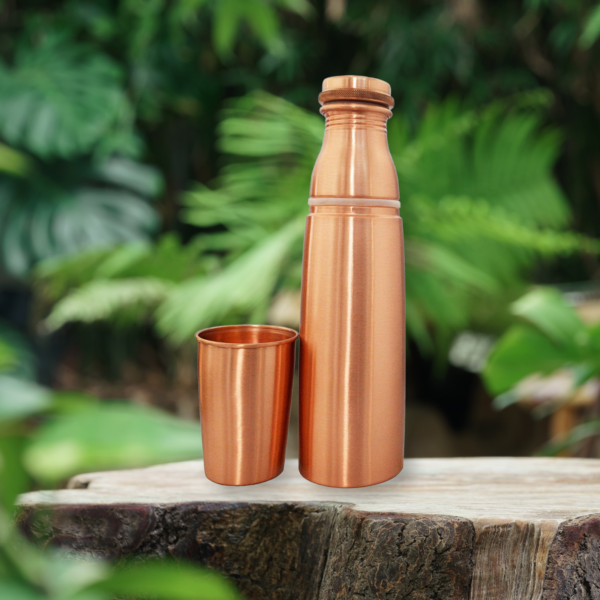 Claymper Copper Combo 1000ML  Water Bottle with in built glass cap, 250 ml, 1 Piece, Copper | Leak Proof | Office Bottle | Gym Bottle | Home | Kitchen | Hiking | Treking Bottle | Travel Bottle (Pack Of 1)