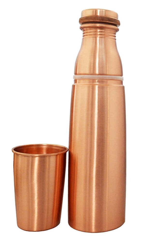 Claymper Copper Combo 1000ML Water Bottle with in built glass cap, 250 ml, 1 Piece, Copper | Leak Proof | Office Bottle | Gym Bottle | Home | Kitchen | Hiking | Treking Bottle | Travel Bottle (Pack Of 1)