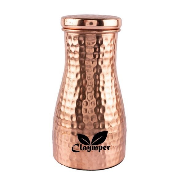 Claymper Modern & Stylish Bedside Bedroom Copper Bottle Jar | Pure Copper & Joint Free | 1 Litre | Pack of 1 - Image 2