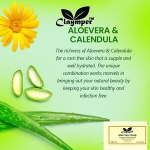 Claymper Aloe Vera Soap | Natural Handmade Soap | Herbal Bathing Soap | Natural Soap  (4x 125 g)